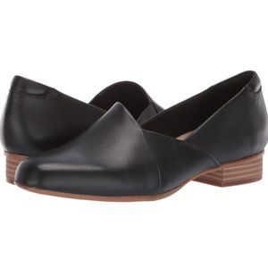 Clarks Women’s Juliet Palm Black Slip-On Comfort Shoes Size 9.5 W Leather Flats